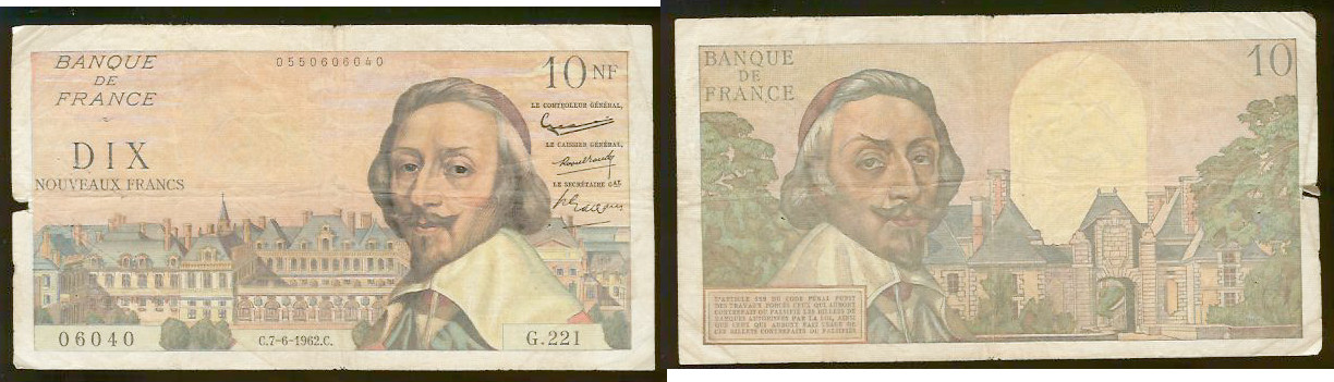 10 new francs Richelieu gF